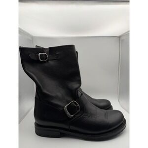 FRYE Veronica Short Leather Slouch Buckle Boots Women's Size 8.5 76509 Black